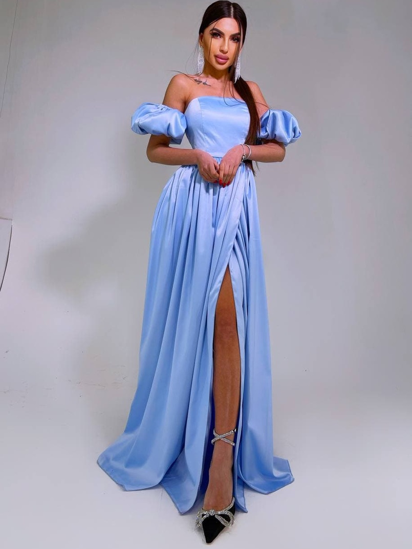 Атласное платье макси с объемными рукавами   Атласное платье макси с объемными рукавами   | PUSHKA SHOP