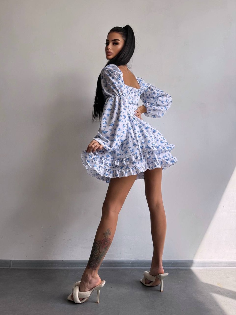 Сукня з квітковим принтом з воланами на ґудзиках  Сукня з квітковим принтом з воланами на ґудзиках  | PUSHKA SHOP
