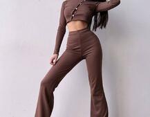 Комплект : штани кльош і топ на ґудзиках   Комплект : штани кльош і топ на ґудзиках   | PUSHKA SHOP