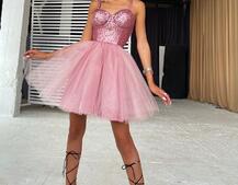 Платье-бюстье с пайетками и пышной фатиновой юбкой   | PUSHKA SHOP