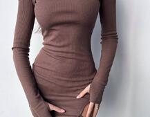 Трикотажне плаття по фігурі зі шнурівкою на ніжці Трикотажне плаття по фігурі зі шнурівкою на ніжці | PUSHKA SHOP