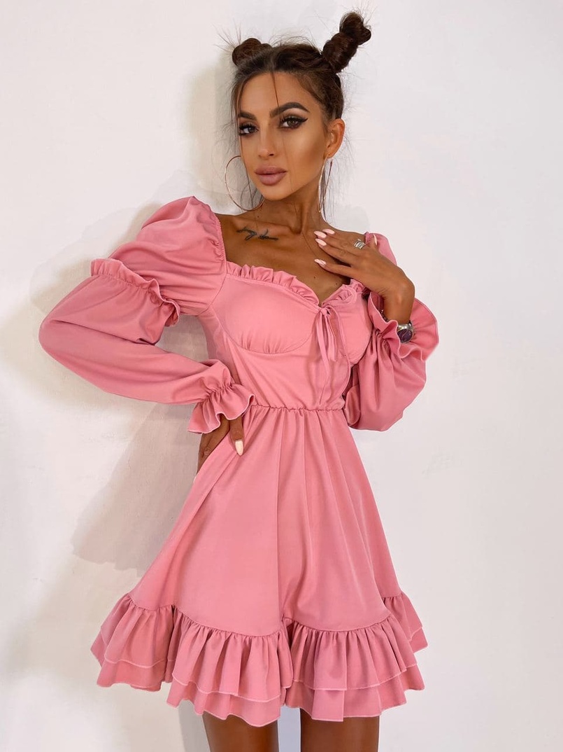 Платье с чашечками и пышной юбкой с оборками   Платье с чашечками и пышной юбкой с оборками   | PUSHKA SHOP