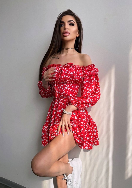 Квіткова сукня з воланами та шнуровкою по спинці | PUSHKA SHOP