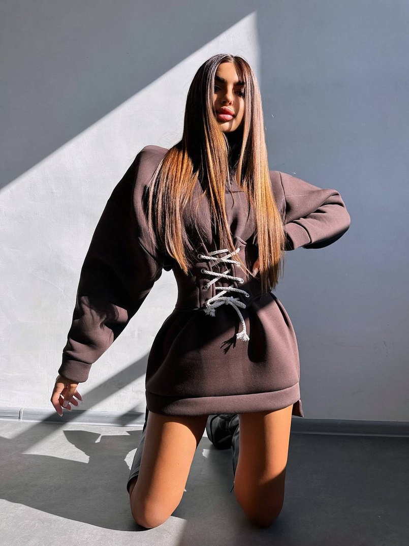 Тепле затишне худі over-size на флісі + корсет на шнурівці Можна носити з корсетом та без | PUSHKA SHOP