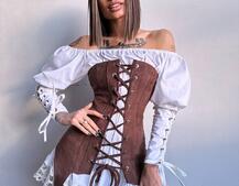 Комплект: сукня декорована мереживом + корсет  Комплект: сукня декорована мереживом + корсет  | PUSHKA SHOP