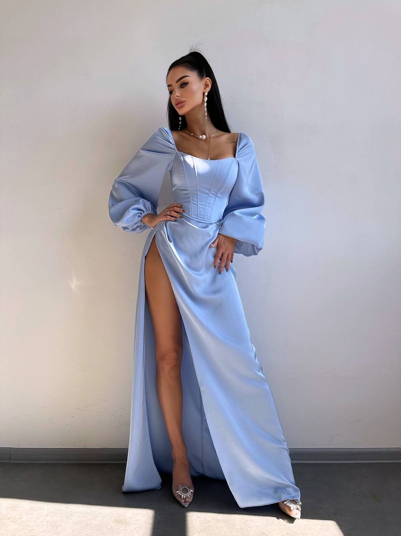 Атласний комплект: корсет + спідниця максі з драпіруванням Атласний комплект: корсет + спідниця максі з драпіруванням | PUSHKA SHOP