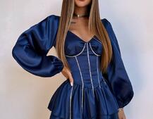 Комплект: сукня з подвійною спідницею + корсет, декорований стразами    Комплект: сукня з подвійною спідницею + корсет, декорований стразами    | PUSHKA SHOP