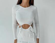 Трикотажное облегающее платье с завязками  Трикотажное облегающее платье с завязками  | PUSHKA SHOP