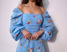 Квіткова сукня-міді зі шнурівкою на спинці та розрізом на ніжці Квіткова сукня-міді зі шнурівкою на спинці та розрізом на ніжці | PUSHKA SHOP