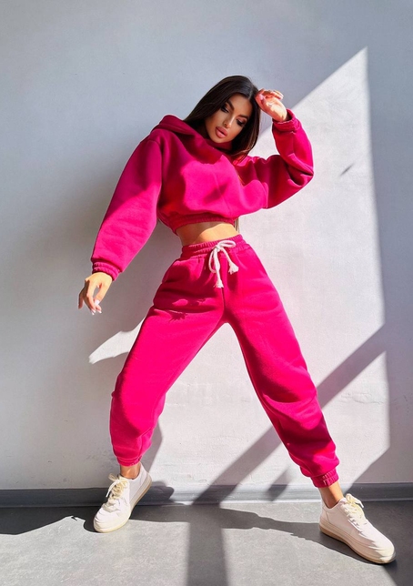 Базовий костюм на флісі з об'ємними капюшоном | PUSHKA SHOP