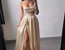 Атласний комплект: корсет + спідниця максі Атласний комплект: корсет + спідниця максі | PUSHKA SHOP