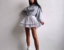 Комплект: спідниця , декорована мереживом + світшот Комплект: спідниця , декорована мереживом + світшот | PUSHKA SHOP