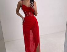 Комплект: корсет декорований стразами + спідниця максі  | PUSHKA SHOP