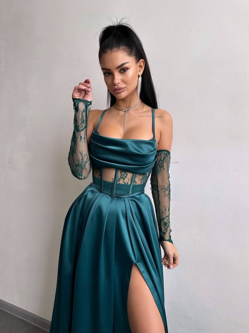 Атласний комплект: корсет + спідниця максі Атласний комплект: корсет + спідниця максі | PUSHKA SHOP