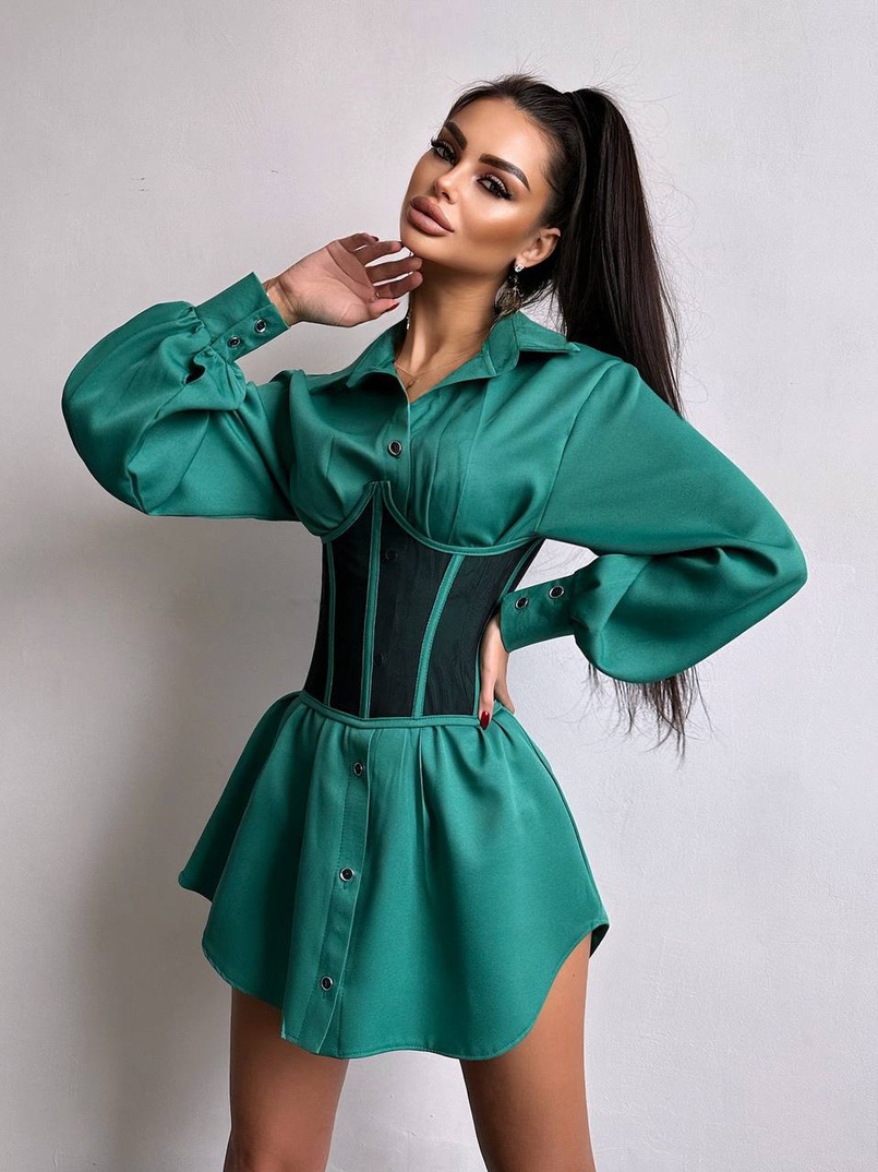 Приталена сорочка + корсет  Приталена сорочка + корсет  | PUSHKA SHOP