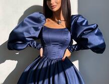 Сукня з обʼємними рукавами та спідницею балоном  Сукня з обʼємними рукавами та спідницею балоном  | PUSHKA SHOP