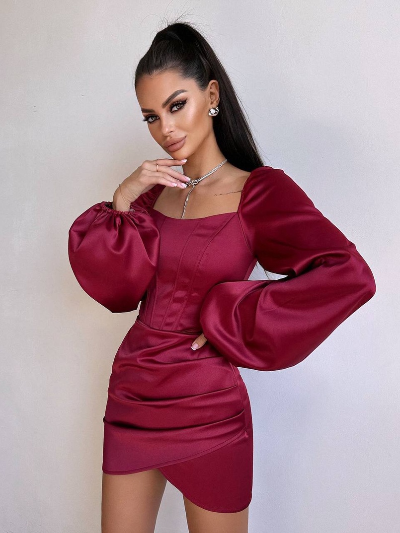 Атласний  комплект: корсет + спідниця з драпіруванням | PUSHKA SHOP