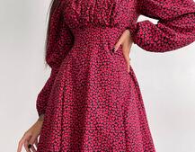 Приталена сукня з принтом  + прозорий корсет Приталена сукня з принтом  + прозорий корсет | PUSHKA SHOP