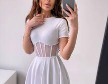 Сукня-міні  з елементами корсету  та спідницею солнцем Сукня-міні  з елементами корсету  та спідницею солнцем | PUSHKA SHOP