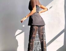 Комплект: піджак + блуза з баской + мереживна спідниця-шорти  Комплект: піджак + блуза з баской + мереживна спідниця-шорти  | PUSHKA SHOP