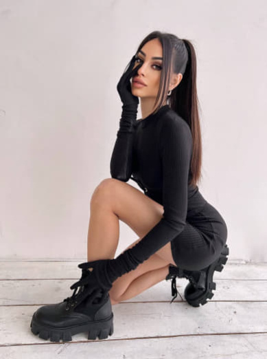 Комплект: трикотажне плаття-міні + корсет + рукавички Комплект: трикотажне плаття-міні + корсет + рукавички | PUSHKA SHOP