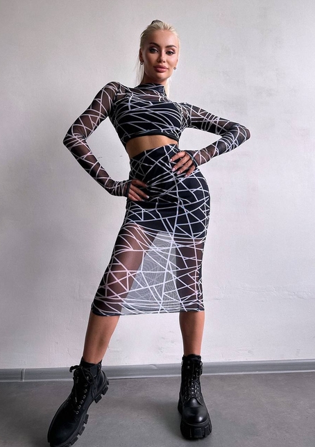 Комплект: топ + спідниця міді   | PUSHKA SHOP