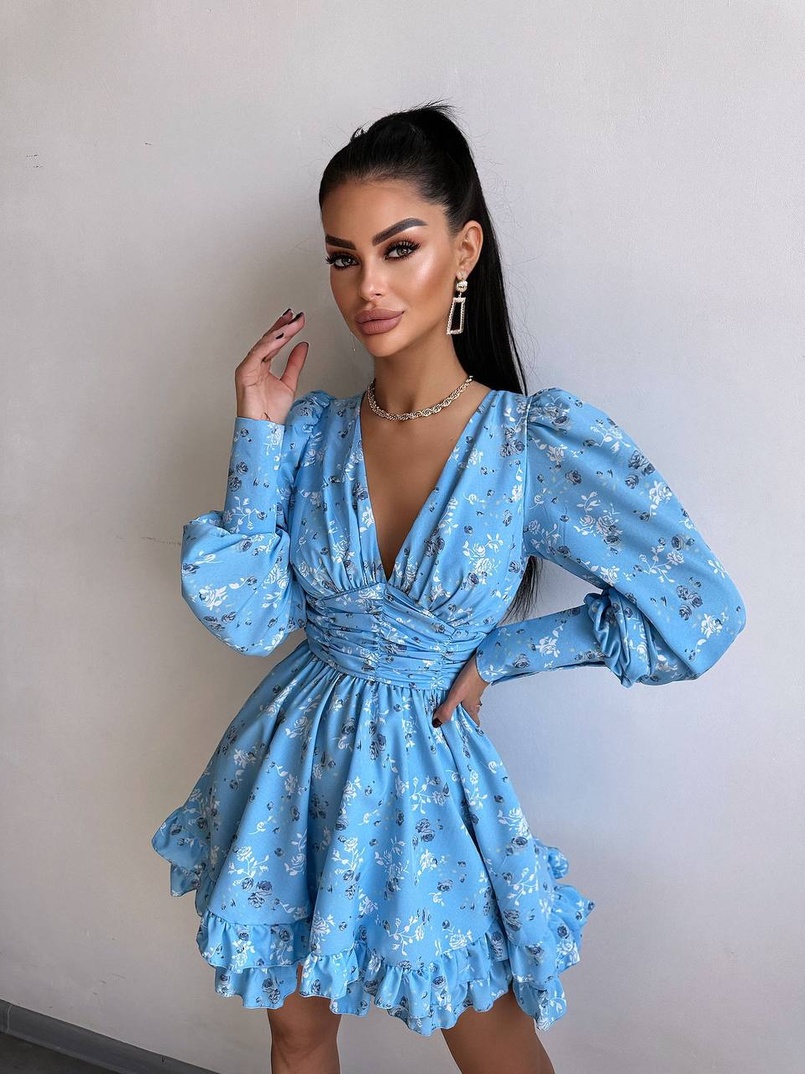 Сукня міні з пишною спідницею та драпіруванням на талії Сукня міні з пишною спідницею та драпіруванням на талії | PUSHKA SHOP