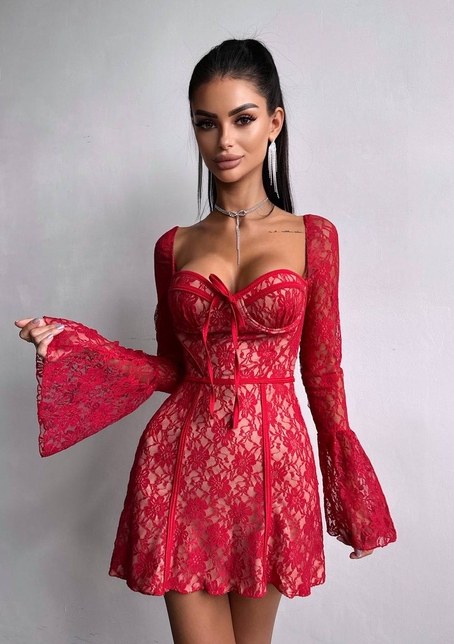 Мереживна сукня міні з чашечками    Мереживна сукня міні з чашечками    | PUSHKA SHOP