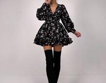 Сукня міні з пишною спідницею та драпіруванням на талії Сукня міні з пишною спідницею та драпіруванням на талії | PUSHKA SHOP