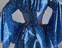 Сукня з асиметричною спідницею та розкльошеними рукавами + корсет  | PUSHKA SHOP