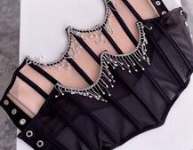 Корсет на кісточках зі шнурівкою, декорований бахромою зі страз Корсет на кісточках зі шнурівкою, декорований бахромою зі страз | PUSHKA SHOP