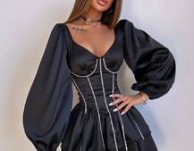 Комплект: сукня з подвійною спідницею + корсет, декорований стразами    Комплект: сукня з подвійною спідницею + корсет, декорований стразами    | PUSHKA SHOP