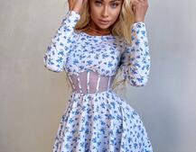 Корсетна сукня з пишною спідницею в квітковий Принт  | PUSHKA SHOP