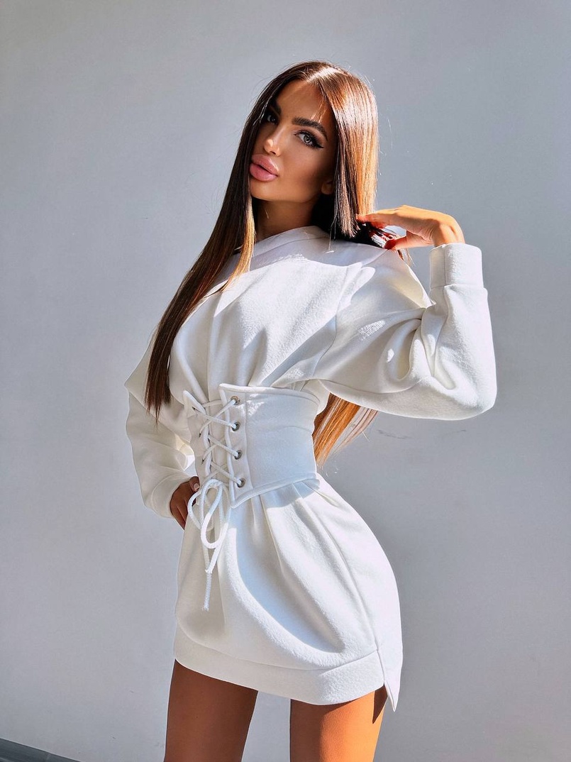 Тепле затишне худі over-size на флісі + корсет на шнурівці Можна носити з корсетом та без | PUSHKA SHOP