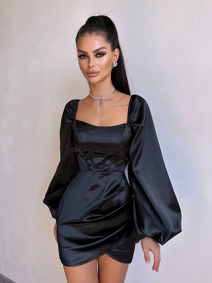 Атласний  комплект: корсет + спідниця з драпіруванням | PUSHKA SHOP