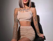 Комплект: топ + спідниця із сіткою зі стразами  Комплект: топ + спідниця із сіткою зі стразами  | PUSHKA SHOP