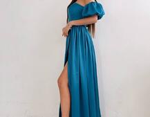 Атласное платье макси с объемными рукавами   Атласное платье макси с объемными рукавами   | PUSHKA SHOP