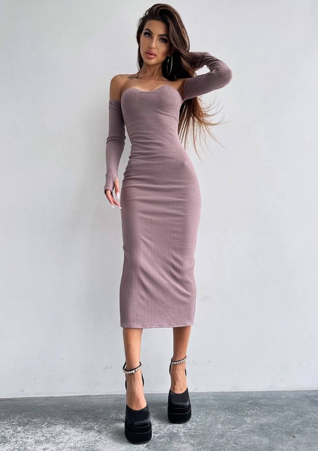 Облягаюча сукня міді з чашками з ефектом push up | PUSHKA SHOP