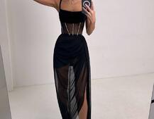 Комплект: корсет декорований стразами + спідниця максі  Комплект: корсет декорований стразами + спідниця максі  | PUSHKA SHOP