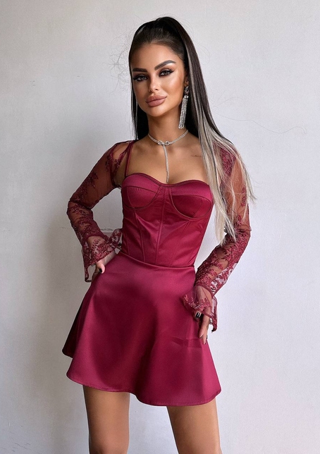 Атласна корсетна сукня-бюстьє + мереживне болеро | PUSHKA SHOP