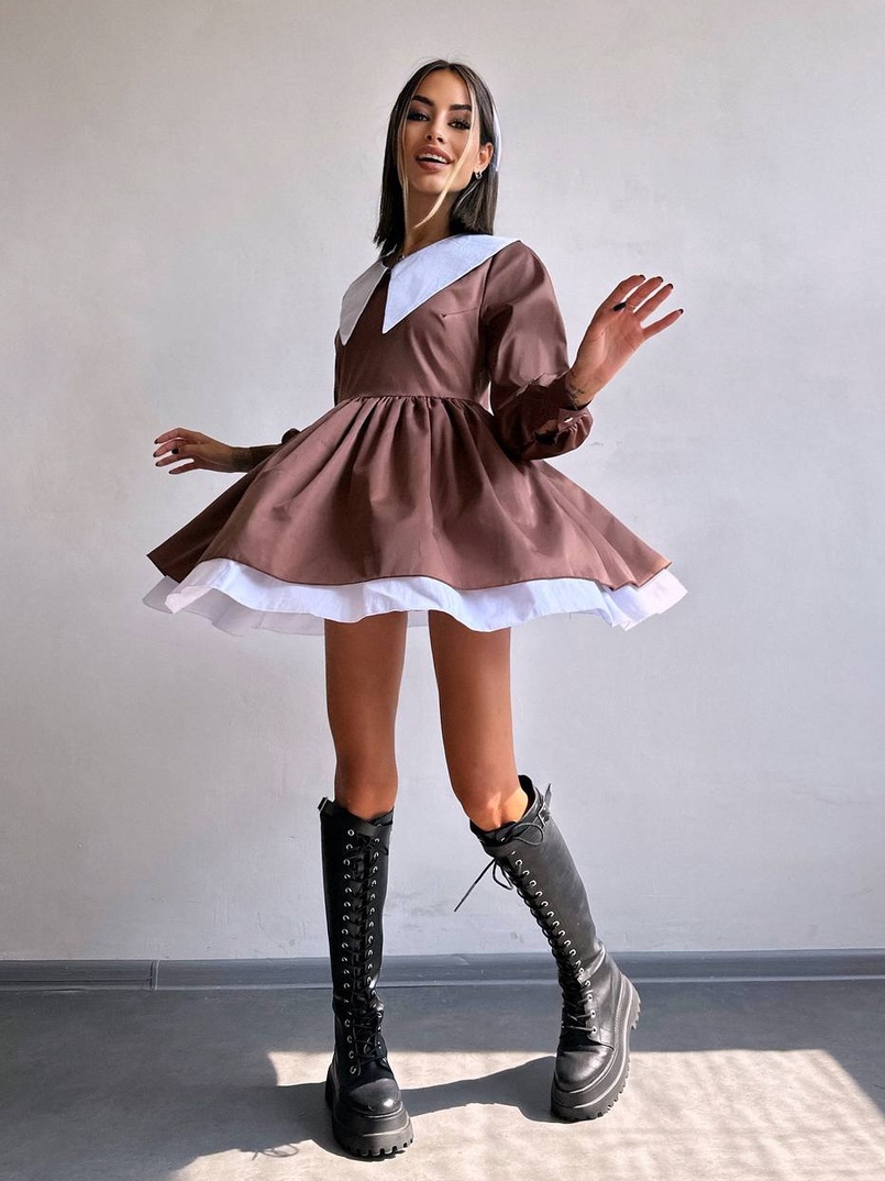 Котонова сукня з комірцем + бант  Котонова сукня з комірцем + бант  | PUSHKA SHOP