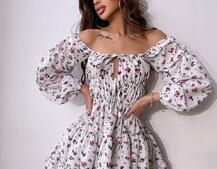 Сукня міні з квітковим принтом  | PUSHKA SHOP