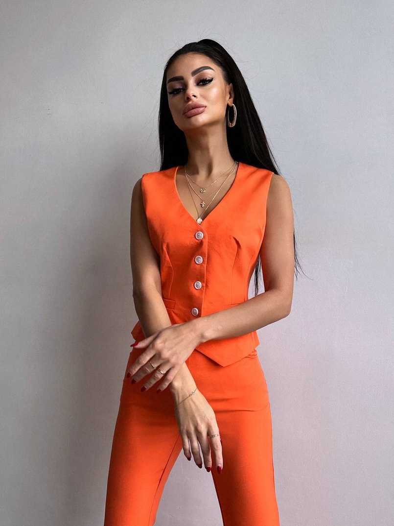 Костюм: піджак на підкладці, штани кльош+ жилет  Костюм: піджак на підкладці, штани кльош+ жилет  | PUSHKA SHOP