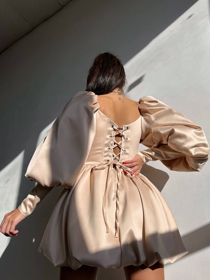 Сукня з обʼємними рукавами та спідницею балоном  Сукня з обʼємними рукавами та спідницею балоном  | PUSHKA SHOP