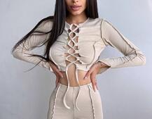 Комплект: топ зі шнурівкою на грудях + легінси Комплект: топ зі шнурівкою на грудях + легінси | PUSHKA SHOP