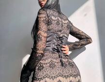 Комплект: мереживна сукня міні + корсет  Комплект: мереживна сукня міні + корсет  | PUSHKA SHOP