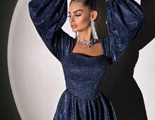 Сяюча корсетна сукня з пишною подвійною спідницею та об‘ємними рукавами | PUSHKA SHOP