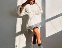 Тепле приталене худі з капюшоном на флісі + корсет на шнурівці Можна носити з корсетом та без | PUSHKA SHOP