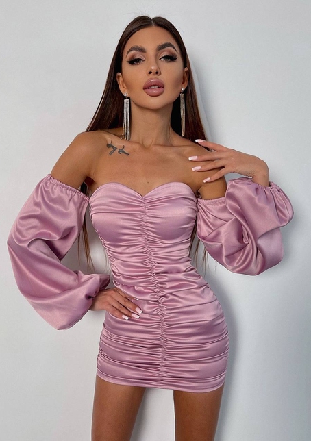 Атласна сукня з драпіруванням | PUSHKA SHOP