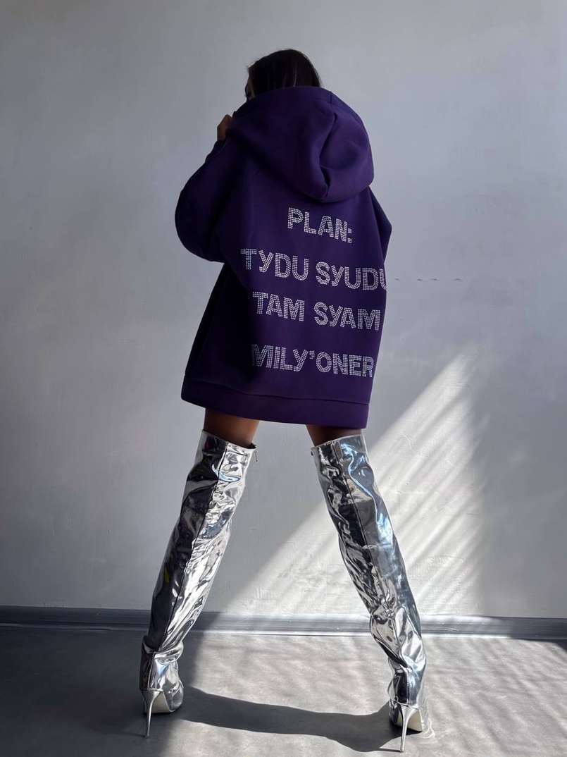 Трендове худі over size із сяючими стразами  | PUSHKA SHOP